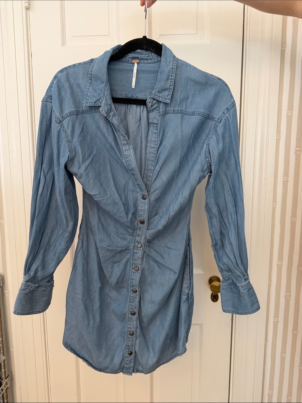 Free People Light Blue Denim Button-Front Shirt